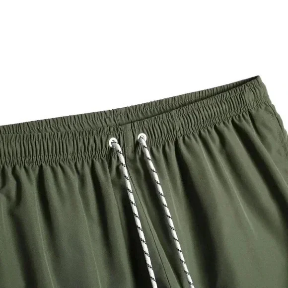 Army Green Vacation Style Men's Swim Trunks
